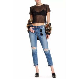 Joe's Jeans Cropped Ex-Lover Jeans‎ Women's 26 Blue Distressed Mid Rise Cuffed